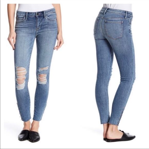 Sam Edelman The Kitten Distressed Mid Rise Jeans with Ankle Detail - Size 30 - Picture 1 of 6